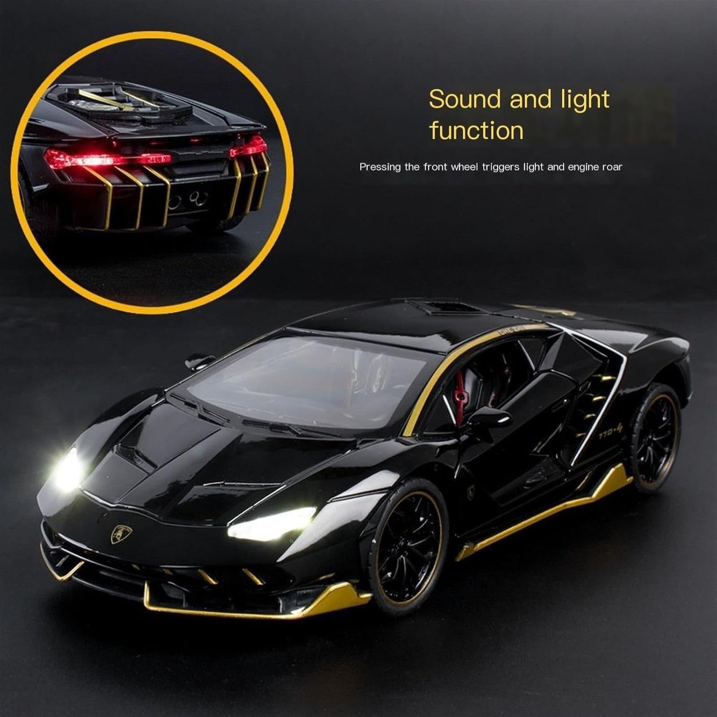 Lambo Sports Car Metal Car Toys For Kids 1:24 - Black