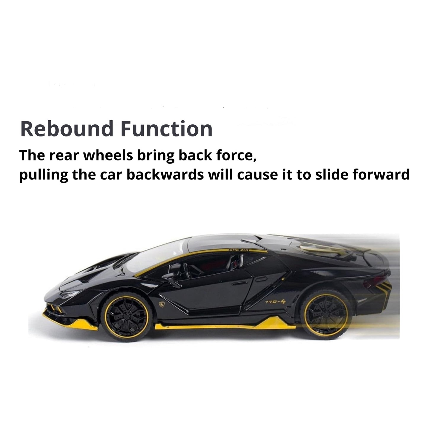 Lambo Sports Car Metal Car Toys For Kids 1:24 - Black