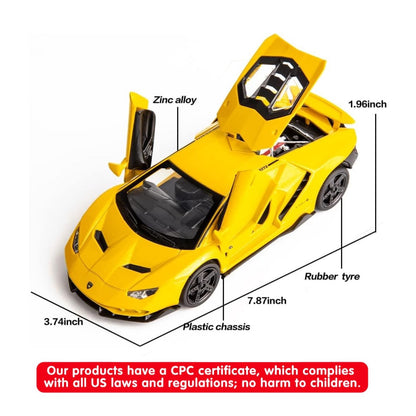 Lambo Sports Car Metal Car Toys For Kids 1:24 - Yellow