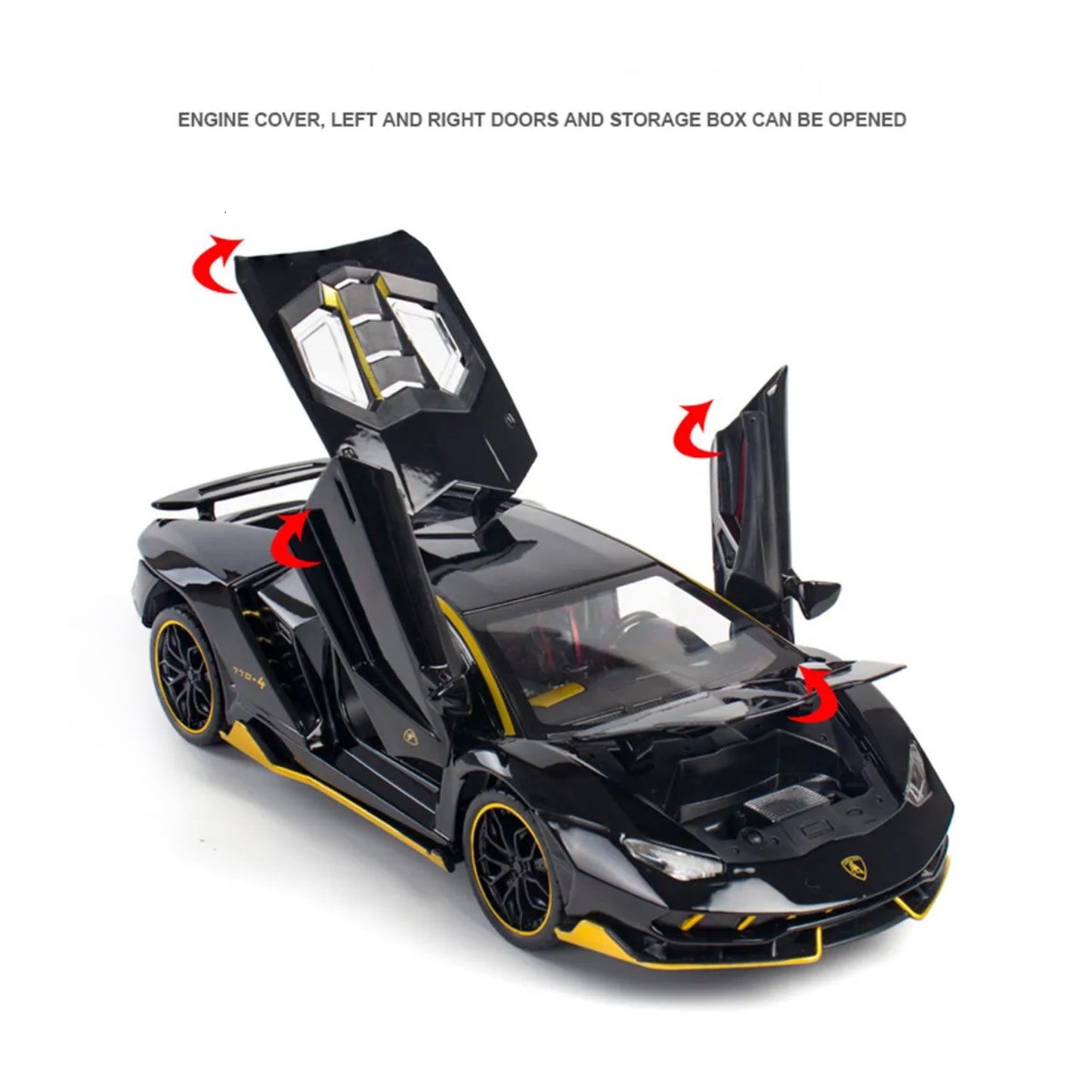 Lambo Sports Car Metal Car Toys For Kids 1:24 - Black